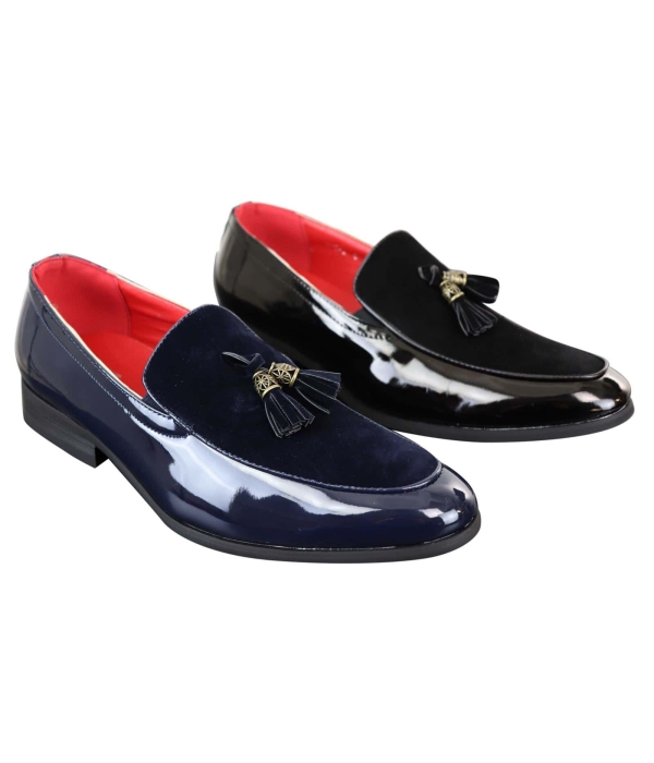 Men's Faux Patend and Suede Leather Loafers
