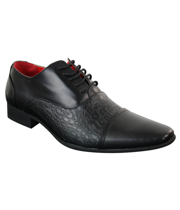 Mens Black Shiny Patent PU Leather Shoes