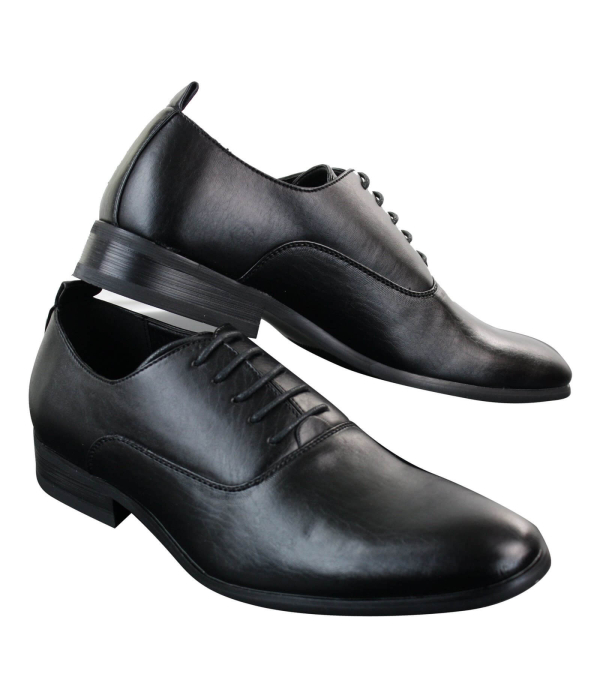 Mens Slip on Lace Smart Formal Leather PU Shoes Classic Style Retro