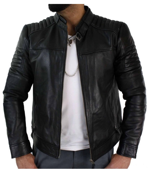 Genuine Real Leather Black Biker Mens Jacket Retro Vintage Tailored Fit UK