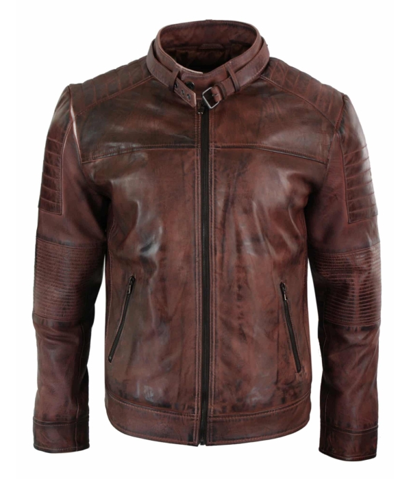 Real Leather Genuine Black Biker Mens Jacket Retro Vintage Tailored Fit UK