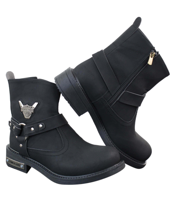Mens Cowboy Motorcycle Riding Boots Nubuck PU Leather