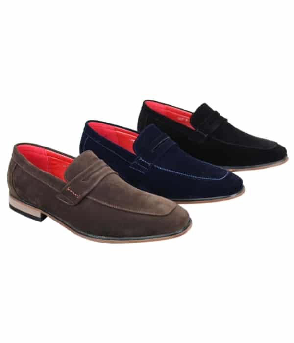 Fiorello 1807 - Mens Suede Faux Slip Onl Shoes Italian Design Classic Loafers