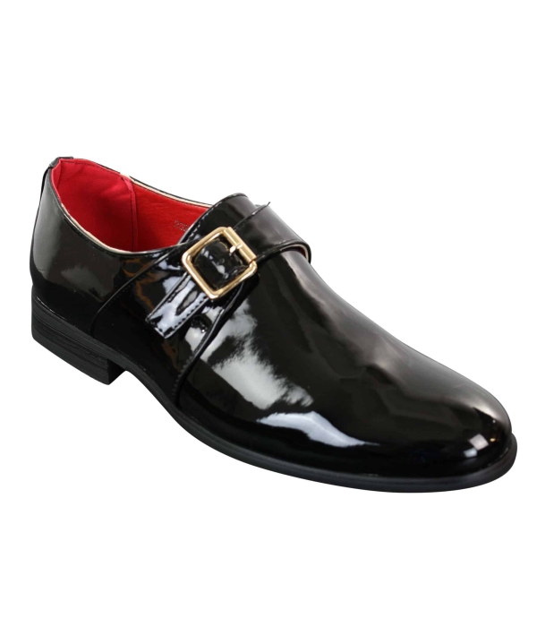 Fiorello 2322 - Mens Patent Buckle Slip On Shiny Shoes Smart Casual Formal Italian Design