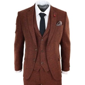 Rust Herringbone Tweed 3 Piece Suit