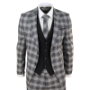 Mens Grey - Black Check 3 Piece Suit