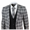 Mens Grey - Black Check 3 Piece Suit