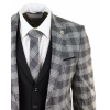 Mens Grey - Black Check 3 Piece Suit