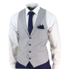 Mens Blue 3 Piece Suit with Contrasting Grey Waistcoat