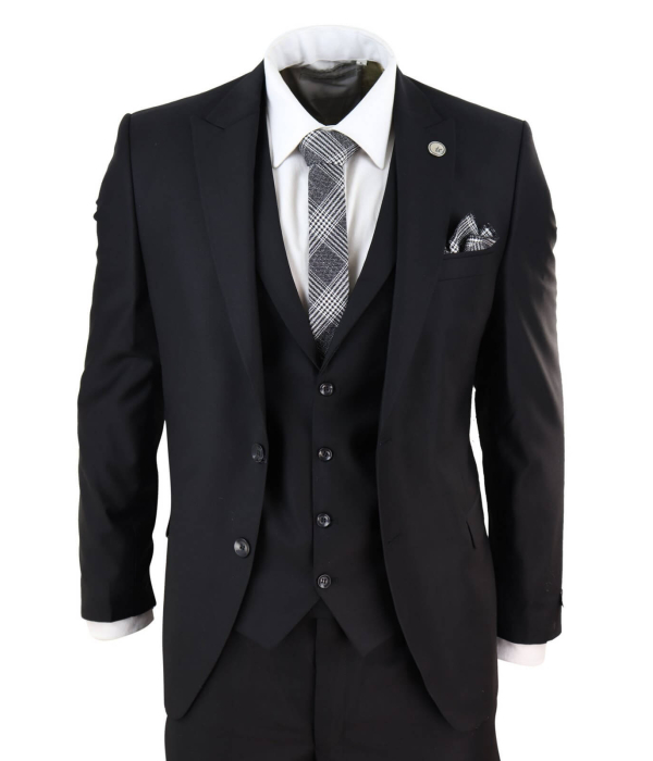 Mens Classic Black 3 Piece Suit