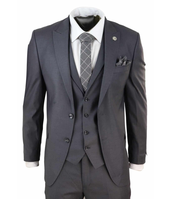 Mens Dark Grey 3 Piece Suit