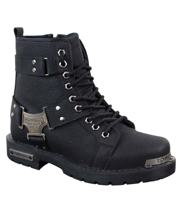 Mens Black Rugged PU Leather Boots