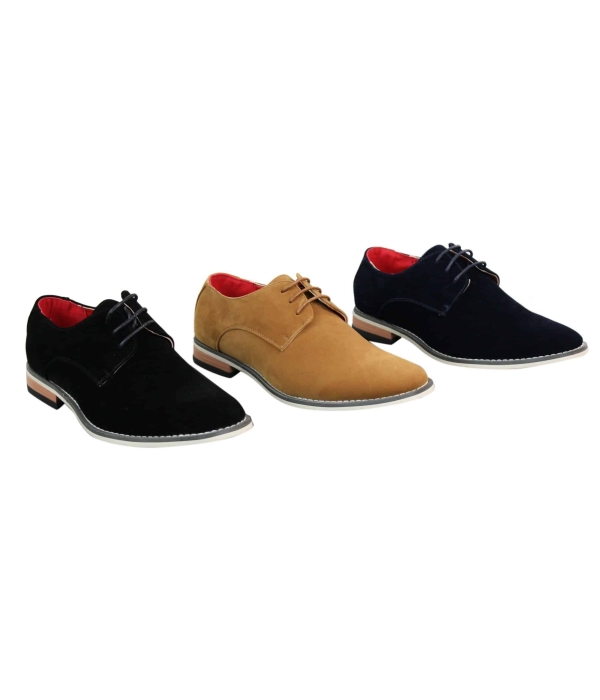 Fiorello 601 Mens Suede Smart Casual Oxford Shoes Laced Brown Black Blue