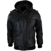 Infinity 661 Mens Real Napa LeatherJacket Hooded Black Slim Fit Bomber