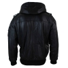 Infinity 661 Mens Real Napa LeatherJacket Hooded Black Slim Fit Bomber