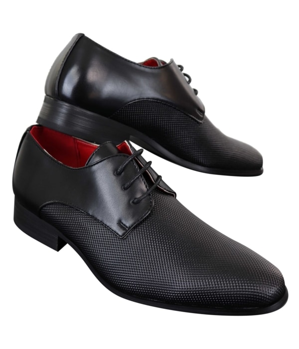 Men's Black Laced Faux Leather Shoes
