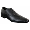 Gio Gino 907001 Mens Black Smart Formal PU Leather Laced Brogues Shoes Gatsby Italian Classic