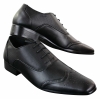 Gio Gino 907001 Mens Black Smart Formal PU Leather Laced Brogues Shoes Gatsby Italian Classic