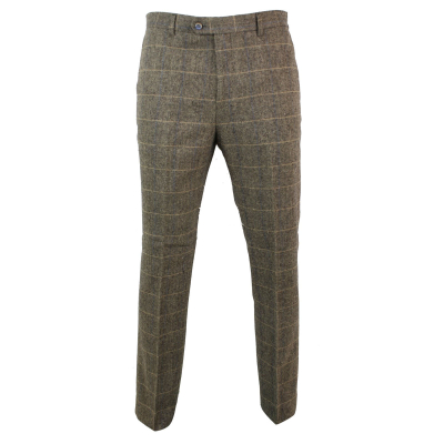 Albert - Men's Tan Brown Tweed Trousers