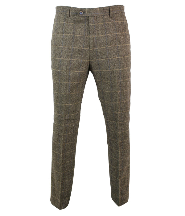 Albert - Men's Tan Brown Tweed Trousers