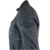 Real Washed Leather Slim Fit Retro Style Zipped Mens Biker Jacket Tan Brown Blue Urban-Zulu Blue