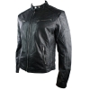 Real Leather Fitted Retro Style Zipped Mens Biker Jacket Tan Brown Nevada Timber Black Urban-Black