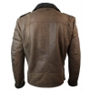 Mens Black Cross Zip Real Leather Biker Jacket Fleece Lined Fitted Smart Casual-Brown