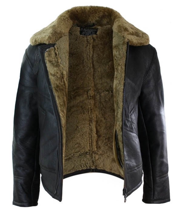 Mens Real Leather Sherling Sheepskin Original B3 Flying Pilot Jacket Warm Winter-B3 Brown Ginger