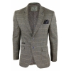 Mens Oak Brown Vintage Check Herringbone Tweed Blazer Jacket or Waistcoat Retro