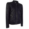 Real Leather Navy-Blue Biker Jacket for Men