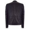 Real Leather Navy-Blue Biker Jacket for Men