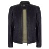 Real Leather Navy-Blue Biker Jacket for Men