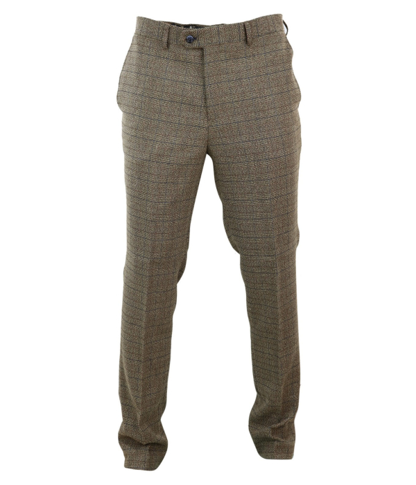 Mens Oak Brown Tweed Trousers