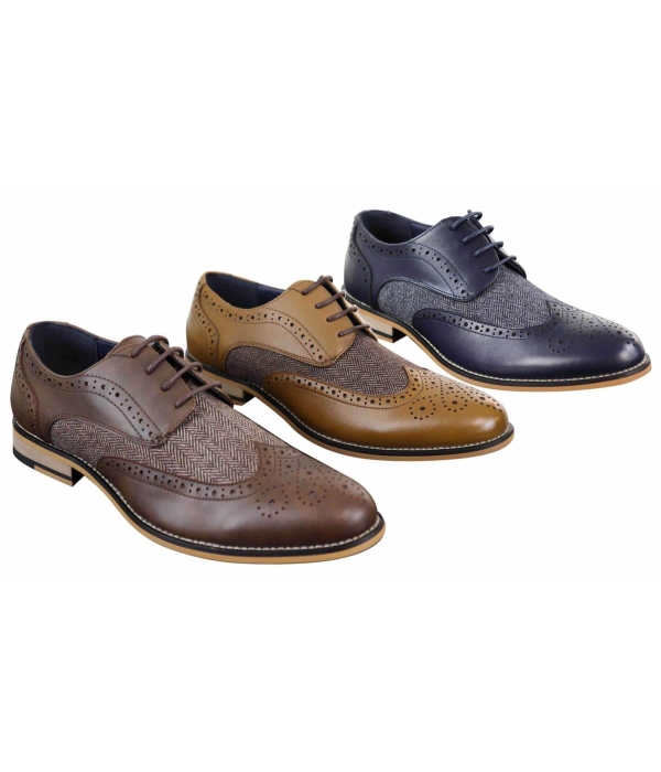 Cavani Horatio - Men's Tweed & Leather Oxford Shoes