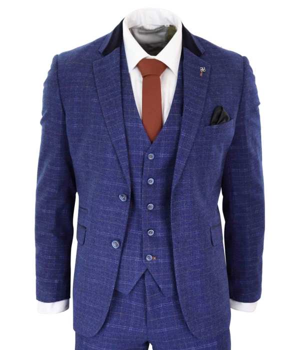 Cavani Kaiser - Men's Blue Tweed Check Suit
