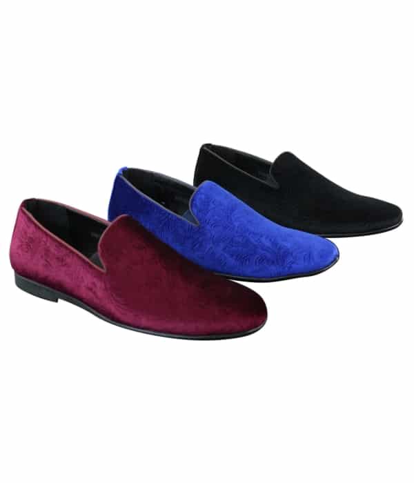 Elong DD0083 - Mens Velvet Slip On Paisley Driving Shoes Loafers Smart Casual Wine Navy Black