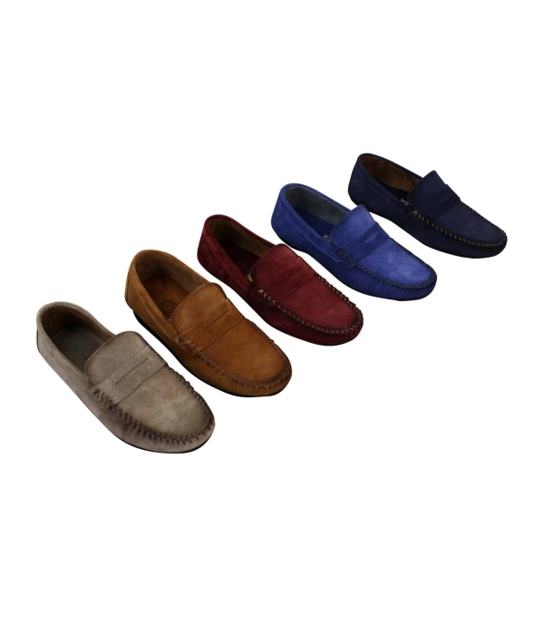 Mens Real Suede Washed Designer Slip On Loafers Moccasins Smart Casual Shoes