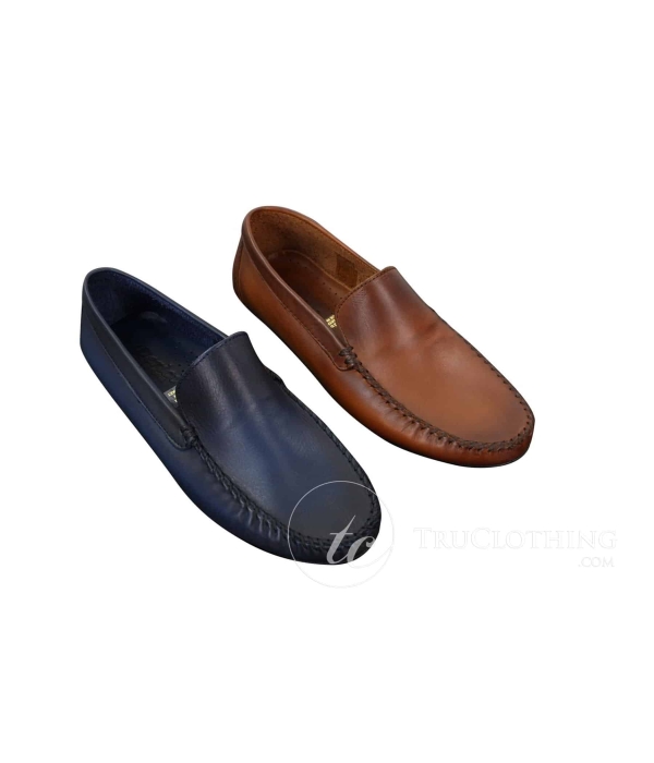 Mens Real Leather Designer Slip On Loafers Smart Casual Shoes Vintage Retro