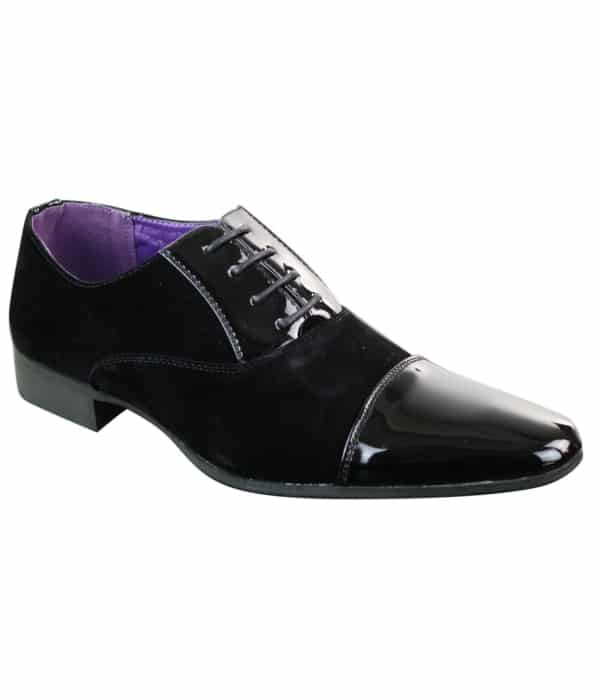 EL0136 - Mens Patent Laced Shiny Suede Leather Shoes