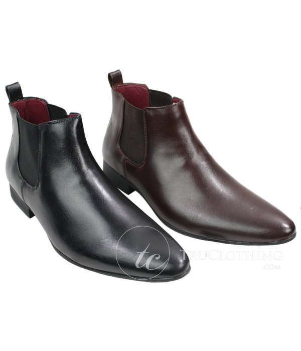 Mens Black Brown Leather Ankle Boots Italian Smart Chesea Dealer Laced