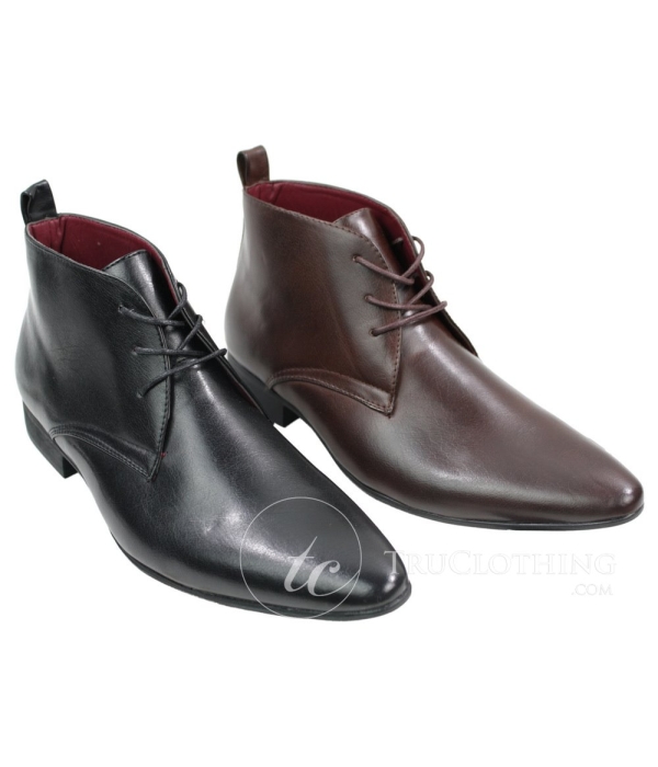 Mens Black Brown Leather Ankle Boots Italian Smart Chesea Dealer Slip On