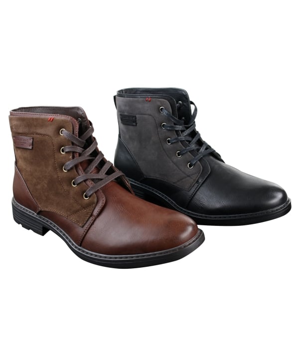 Mens PU Leather & Suede Lace Ankle Combat Cowboy Military Army Biker Boots Shoes