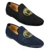 Fiorello HD0112-04 - Mens Black Iconic Medusa Slip On Loafers Moccasins Driving Shoes PU Suede Italian