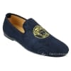 Fiorello HD0112-04 - Mens Black Iconic Medusa Slip On Loafers Moccasins Driving Shoes PU Suede Italian