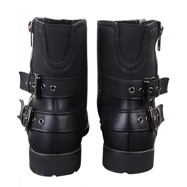Mens Zip Biker Motorcycle Boots Punk Rock Ankle Belted Buckle Casual