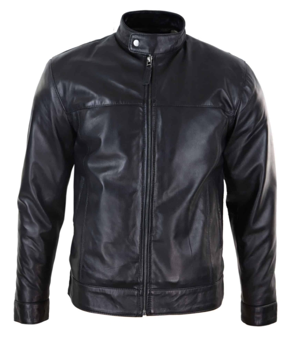 Black Real Leather Mens Biker Jacket