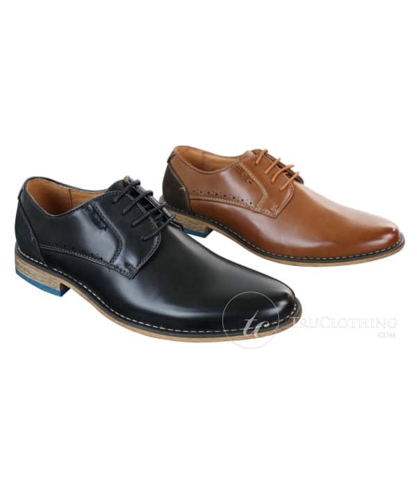 Galax GH3117 Mens Laced Smart Casual Formal Shoes Classic Tan Brown Black Leather Suede