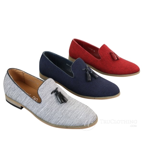 Galax GH3126 - Mens  Slip On Tassel Driving Shoes Loafers Light Smart Casual Black Blue Italian