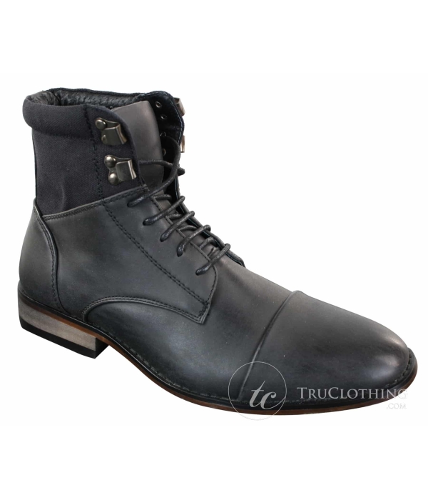 Galax GLX3517 Mens Slim Fit Vintage Retro Sherlock Laced Smart Casual Ankle Boots Leather