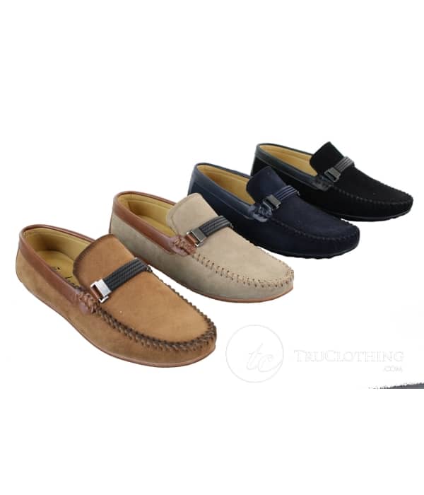 Galax ZD71 - Mens Slip On Suede PU Leather Driving Shoes Buckle Moccasin Casual